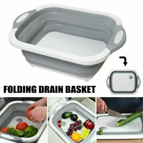 Foldable Fruit Vegetable Washing Basket Strainer Portabl Silicone Colander Collapsible Drainer With Handle Kitchen Tools