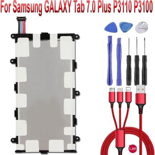 SP4960C3B Battery For Samsung GALAXY Tab 7.0 Plus P3110 P3100 P6200 P6210 Replacement Tablet Battery 4000mAh+USB cable+toolkit