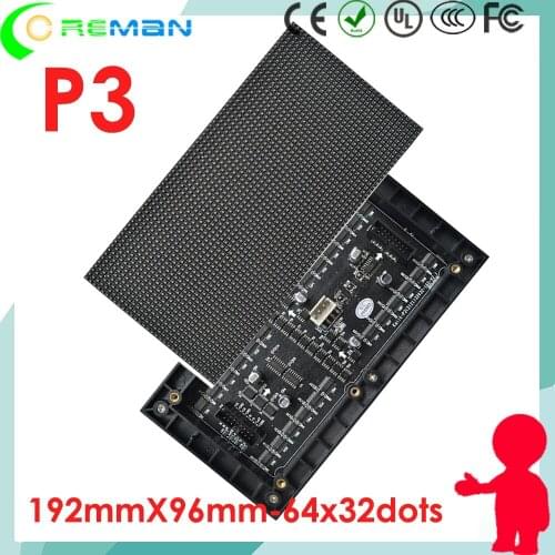 Aliexpress freeshipping indoor 3mm led module full color 32*64 96mm*192mm , P3 32x64 64x32 led sign module hub75 Kinglight