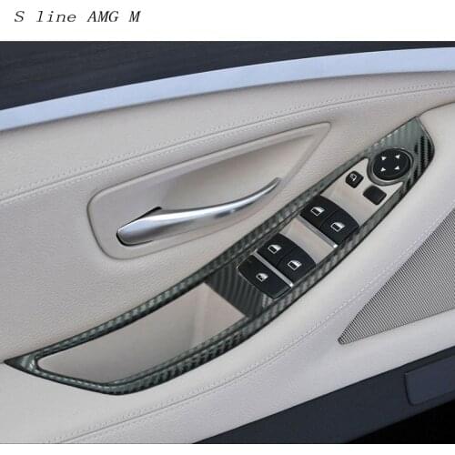 Car Interior Decoration Carbon Fiber Auto Window Switch Control Panel Covers Stickers Trim Car Styling For BMW 5 Series F10 F18