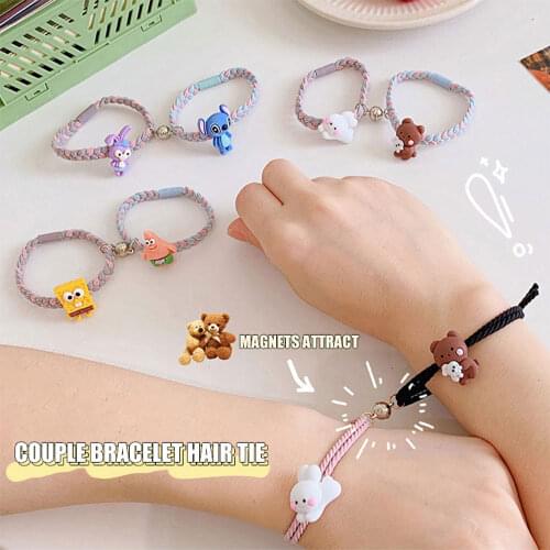 W&G Couple Kawaii Magnetic Suction Hand Rope CuteHair Ring Star Sponge Children Rubber Band 2021