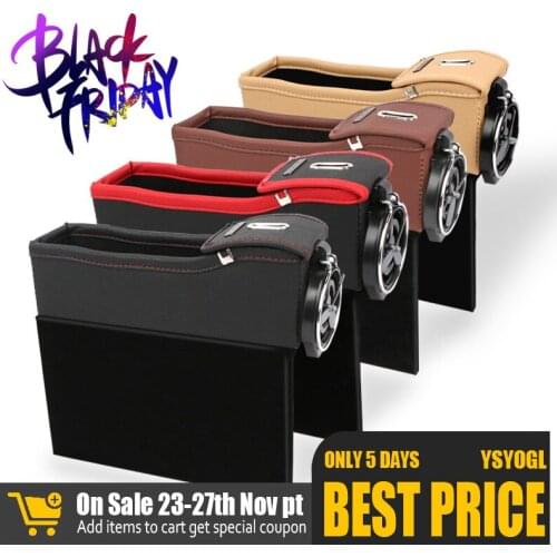 Car Seat Gap Storage Box Auto Organizer PU Pocket Stowing Tidying for Phone Pad Card Coin Cup Drink Holder Interior Accessories
