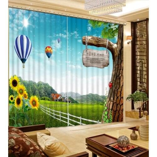 Curtain Natural landscape villa balloon photo Blackout Window Drapes Luxury 3D Curtains For Living room Bed room Office Hotel