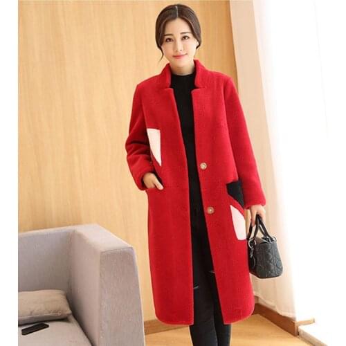 Women 2021 Winter Real Fur Coat Soft Natural Sheep Wool Jacket Female Plush Lamb Fur Lined Overcoat Ladies Jackets Coats Q222
