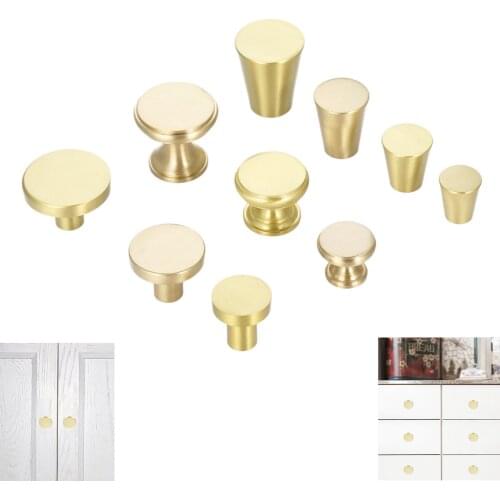 1pc Brass Knob Copper Mini Handle Decorative Pull single hole Furniture Hardware 15mm-30mm Chinese style Drawer Cupboard w/screw