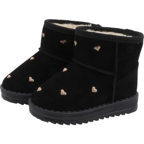 CMSOLO Boots New Fashion Winter Shoes Kids Flat Heels Snow Girls Boot Shoes Plush Keep Warm Girls Cute Boot Shoe Soft Bottom