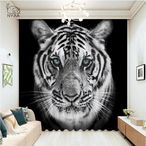 Colorful Lion Tiger Leopard Curtains Goods For Kitchen White Curtains To The Living Room Bedroom Decoration Micro Shading