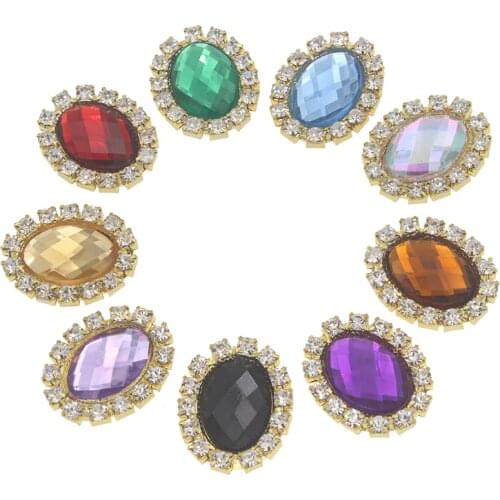 Rhinestone Botones Decorativos Handmade Metal Button With Acryl Stone For Crafts Embellishments