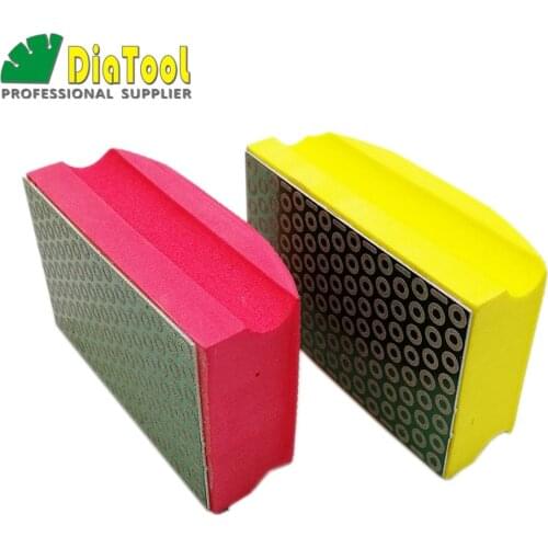DIATOOL 2pcs (#200+#400) Electroplated Diamond Hand Polishing Pad 90X55MM Foam-backed Grinding Block