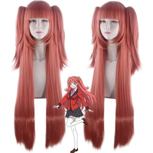 Anime KAKEGURUI Yumemite Yumemi Long Wig Cosplay Wig Role Play Watermelon Red Color 100cm