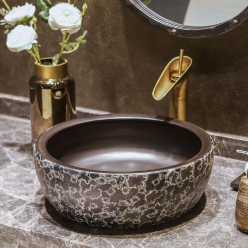 Chinese hand painted art porcelain basins sinks luxury sinks washbasin bowl black