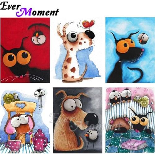 Ever Moment Diamond Painting Cartoon Europe Style Dog Handmade Full Square Resin Drill Wall Decoration Paint By Diamond ASF2244