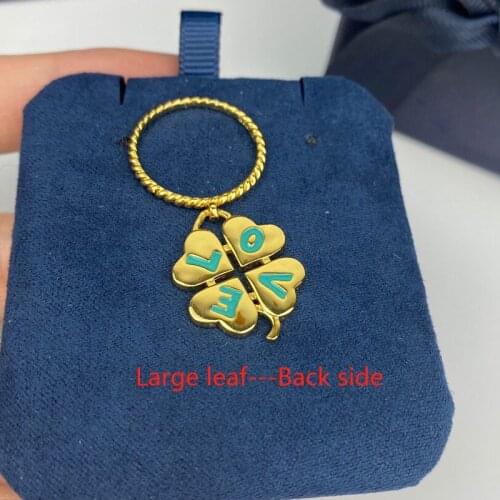 SLJELY Fashion S925 Sterling Silver Yellow Gold Color Love Four Leaf Clover Ring Micro Zirconia Stones Women Fine Brand Jewelry