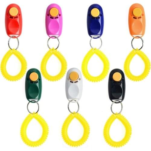 Portable Dog Big Button Training Guide Clicker with Wrist Bands Strap Trainer Delicate Button Clicker Pets Dog Cat Pet Clicker