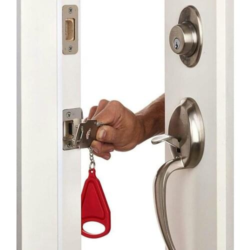 Stainless Steel Portable Door Lock Self Defense Anti Theft Travel Accommodation Lock Hotel Top Door Buckle Children Protection