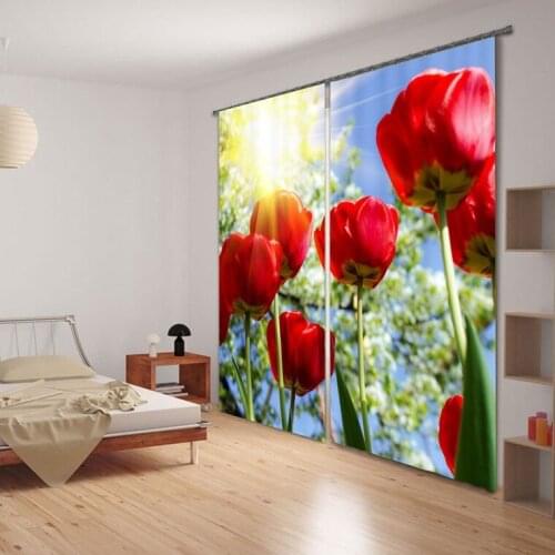 Modern Elegent Fashion Rose 3D Blackout Curtains For Bedding room Living room Hotel Drapes Cortinas Para Sala
