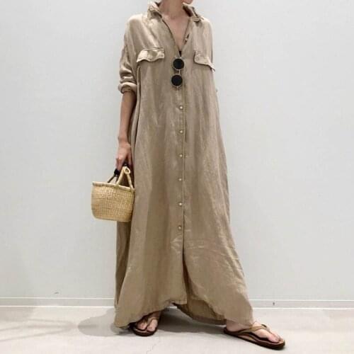 Za Loose Long Sleeve Shirt Dress Button Turn Down Collar Fashion Dresses 2021 Solid Casual A Line Slim Japanese Women Dress