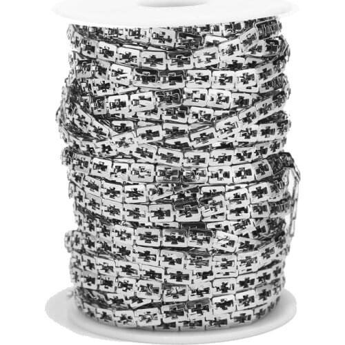 1M/2M/5M/10M 5mm Width Stainless Steel Handmade Hollow out Cross Silver Link Chains DIY For Choker Necklace Jewelry Accessories