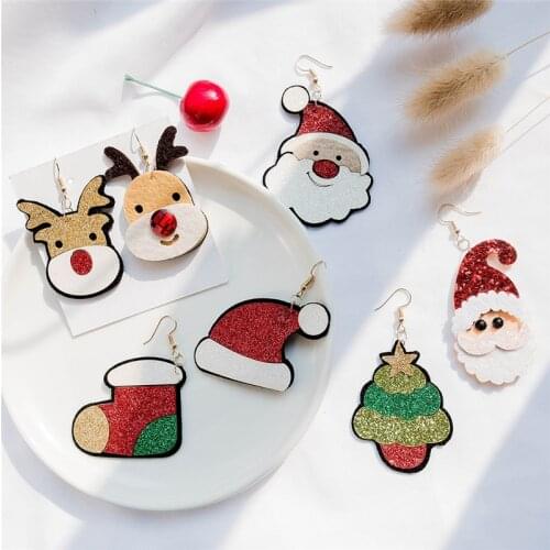1 Pair Cute Christmas Earrings Felt Cloth Bronzing Golden Powder Drop Earring Jewelry Holiday Xams Gift For Women And Girl