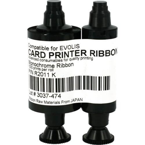 Original Black Monochrome Ribbon R2011 1000 prints/roll for Evolis Pebble4 ID card printer