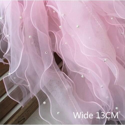13cm WideTulle lace Fabric Beads Frilly Purified Ribbon Wedding Dress Collar Provide Do It Yourself Sewing Brush Decoration diy