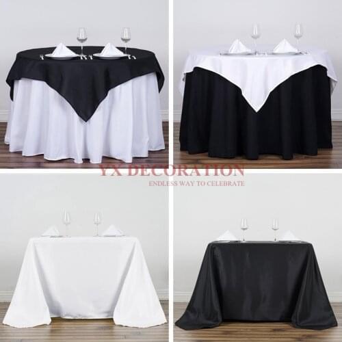 15 Colors Seamless Polyester Table Cloth Overlay Square Rectanglar Tablecloth For Banquet Wedding Event Decoration
