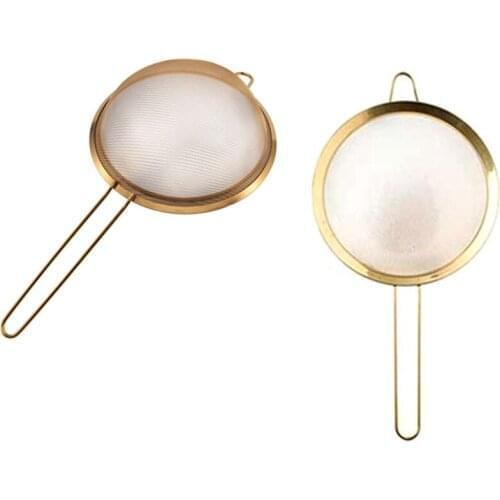2x Stainless Steel Fine Mesh Oil Strainer Golden Flour Sifter Sieve Colanders Flour Coffee Mesh Filter S & L