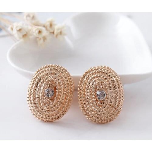 6pcs Exaggerated fashion knitting elliptical ear clip girl crystal earrings gift jewelry wholesale without ear pierced earrings