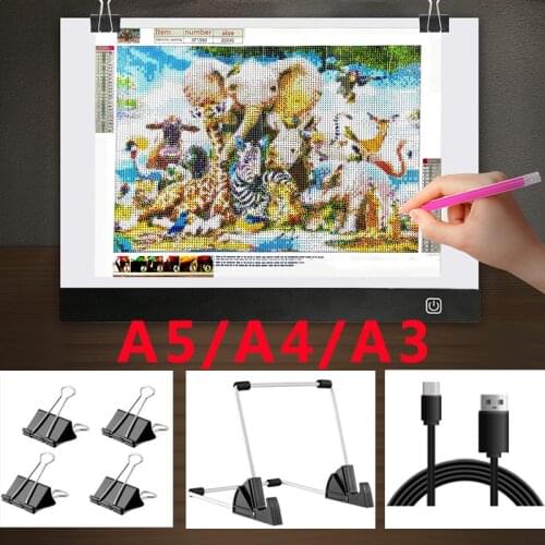 A5/A4 /A3 LED Light Pad Board 5d Diamond Painting Tracing Copy Board with 3 Level Brightness USB Powered Drawing Tablet