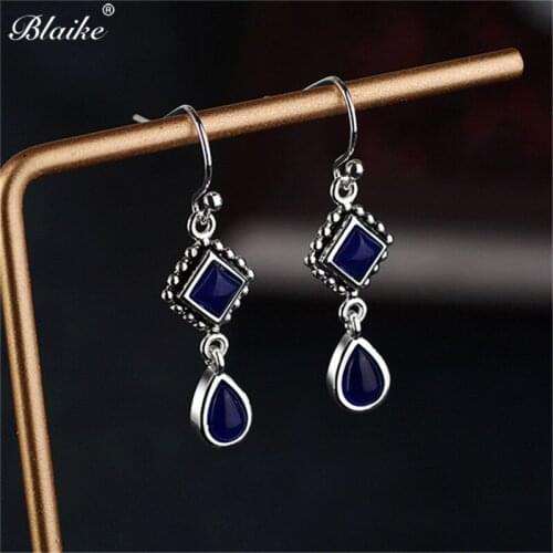 Blaike Elegant Blue Water Drop Zircon Dangle Earrings For Women Wedding Engagement Party Drop Earring Jewelry birthday Gifts