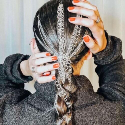 Bohemian Silver Color Hair Chain Hair Extensions Clip Multi Strand Long Tassel Chaine Bridal Wedding Hair Accessories Headwear