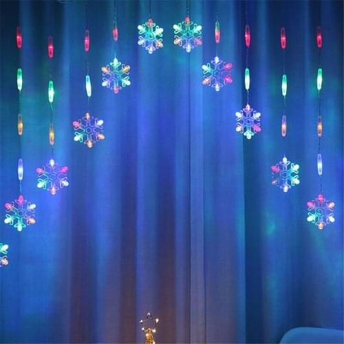 Colorful Snowflake LED Curtain String Lights 8Modes Starmoon led Curtain Lights Waterproof Outdoor Wedding Party Xmas Lights