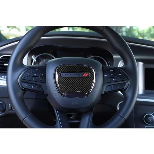 Steering Wheel Center Decorative Cover Trim Sticker for Dodge Charger 2015+ Car Accessories Interior Soft Carbon Fiber Red Black