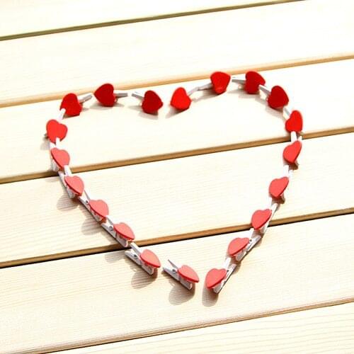 50 pcs/Lot Wooden paper clips Red Heart for foto Memo Clamp Wedding chalkboard blackboard Office material school supplies 6642