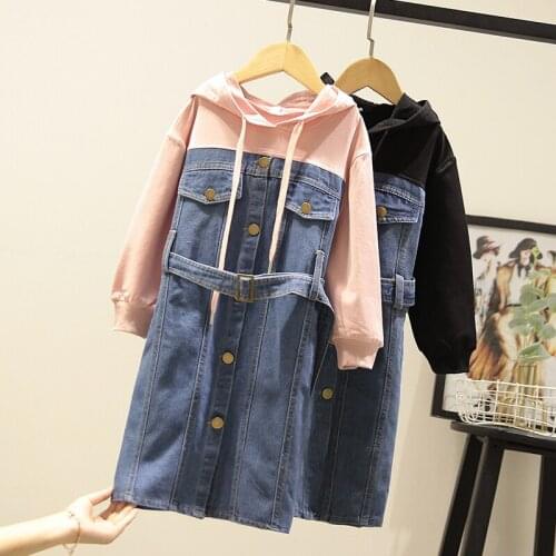 Patchwork Girls Dress 2021 New Fashion Denim Girls Clothes for Kids Dresses Children Spring & Autumn Clothing for 6 8 10 12 14Y