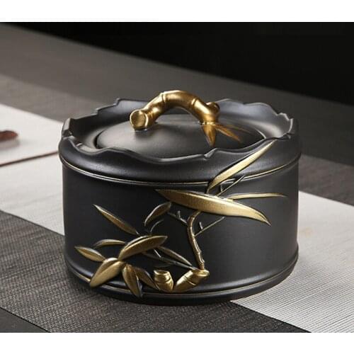 750ml Storage Tank Hand-painted Gold and Silver Tea Storage Tank Storage Tea Tank Relief Crafts Home Decoration Tea Storage Tank