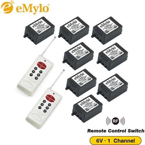 EMylo DC5V 6V RF Remote Control Switch ,Smart Switch ,Wireless Switch Light Switch 433Mhz White Transmitter 8pcs 1Channel Relays