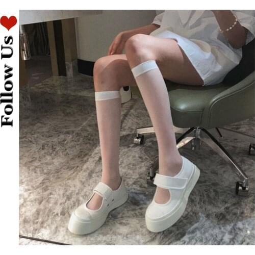 Japanese Transparency Over Knee Socks 2021 Summer Women Pure Color Breathable Thigh High Stockings for Designer Sexy Pantyhose