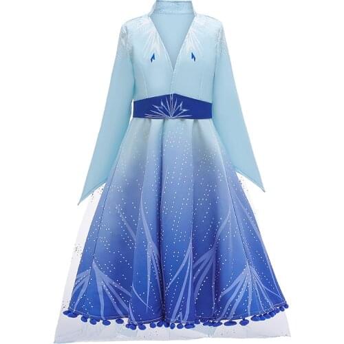 Frozen 2 Elsa Dresses For Girls Princess Party Elsa Costume Snow Queen 2 Cosplay Elza Vestidos Children Carnival Halloween Dress