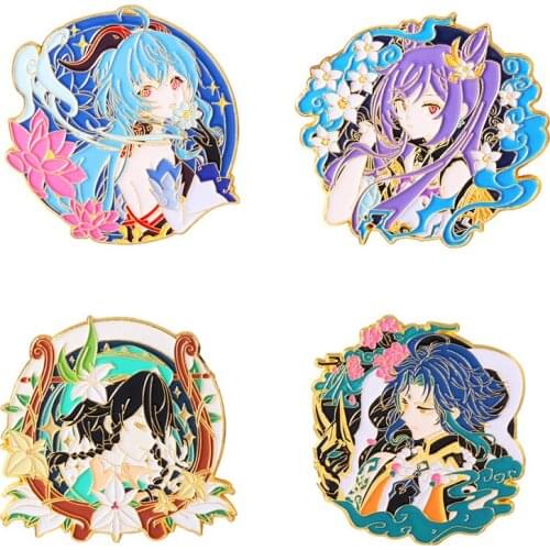 Game Genshin Impact Keqing Venti GANYU Metal Badge Brooch Pin Props Accessories Cosplay Gift Souvenir Prop