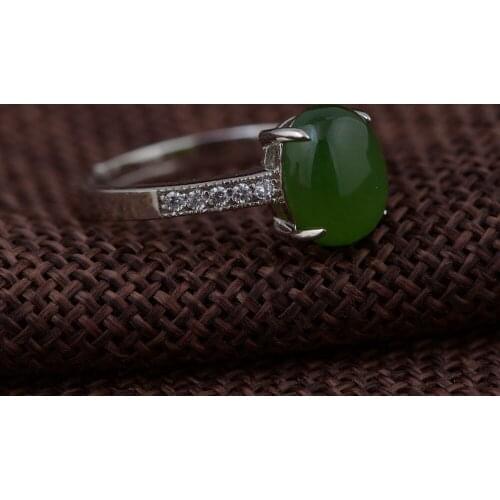 FNJ 925 Silver Jasper Ring Original Pure S925 Sterling Silver Rings for Women Jewelry Open Adjustable Size