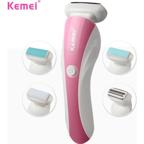 Kemei 4 in 1 Multifunction Ladies Electric Epilator Nail Polisher Professional 3 Blades Women Shaver Razor Bikini Trimmer
