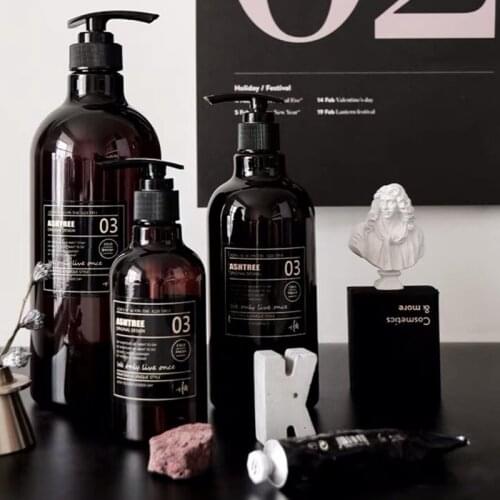 250/500ML Nordic Style Shower Gel Refillable Bottle Brown Bath Shampoo Soap Press Bottle Washroom Refill Storage Home Hotel