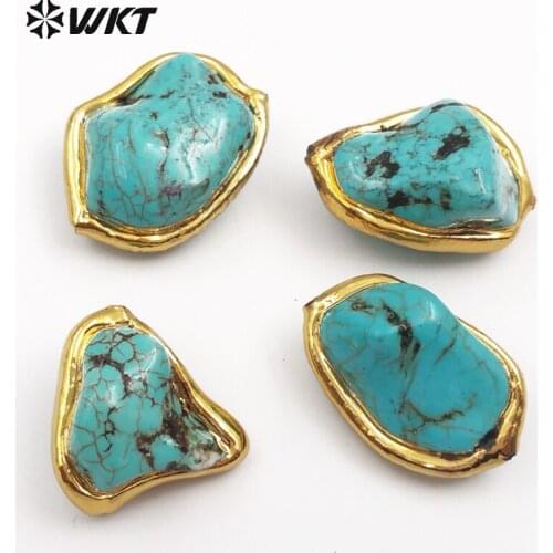 JF292 WKT Fashion Design Gold Electroplated Natural Stone Spacer Loose Beads For Women Jewelry Finding Making Accessories