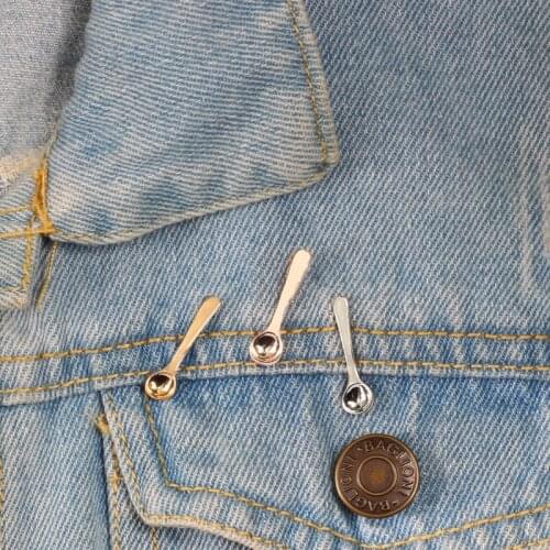 Fashion Gold Silver Color Spoons Enamel Pins Mini Coffee Spoon Brooch Metal Cute Small Funny Badges Jewelry Jackets Backpack Pin