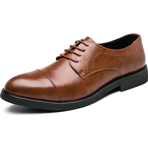 Men casual shoes Men Fashionable pu Leather Shoes Men Dress Leather Shoes Pointed Toe Lace up Office Mens casual shoes