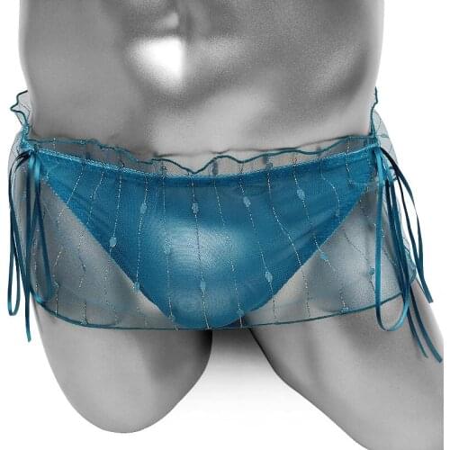 See Through Mesh Sissy Panties Skirted Frilly Mens Briefs Underwear Bikini Gay Sexy Lingerie Crossdressers Underwear