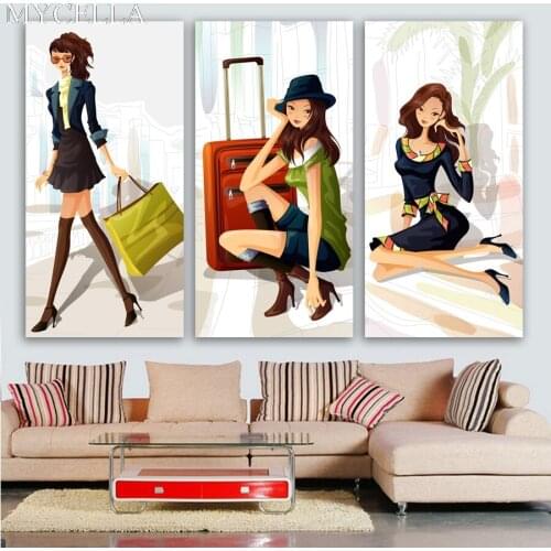 MYCELLA Diy Fashion illustrations Diamond Mosaic Embroidery Craft Art Gift Full Resin Cartoon girl Diamond Painting Home Decor