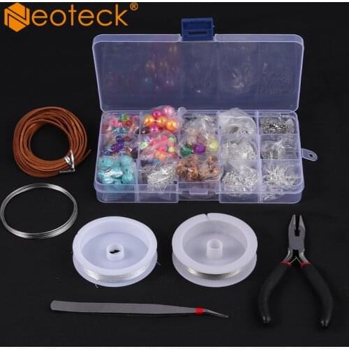 Neoteck DIY Jewellery Making Kit Tool Supplies Findings Starter Pliers Beading Accessories With Storage Box
