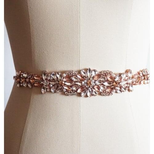 Delicate Crystal Bridal Belt Vintage Pink Prom Dresses Sashes Belt Fashion Bridesmaid Wedding Accessories 2020